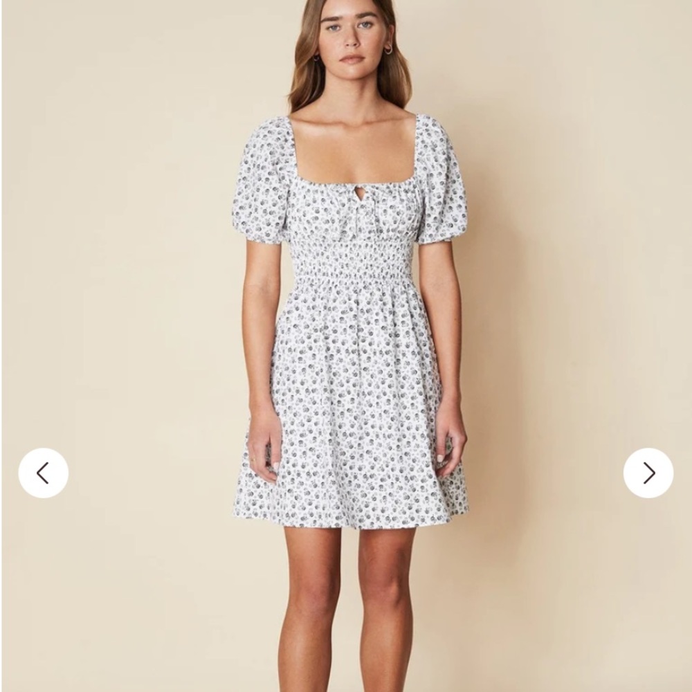 NWT Faithfull the Brand Mariette Mini Dress La Bleu Floral Print - Size Medium